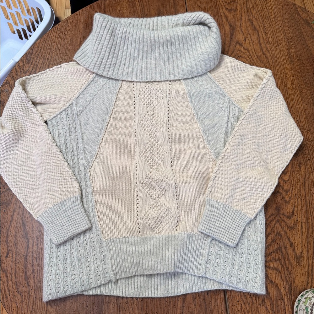 Sundance Cream Cable-Panel Turtleneck Sweater